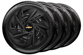 Jogo 4 Calota Nitro Aro 14 Preta Fosca Gm Onix Cruze