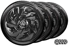 Jogo 4 Calota Nitro Preta Aro 14 Vw Gol G1 G2 G3 G4 G5