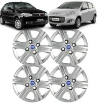 Jogo 4 Calota Palio Fire 2011 ate 2013 Aro 13 Polegadas Parafuso Cubo Baixo com Emblema