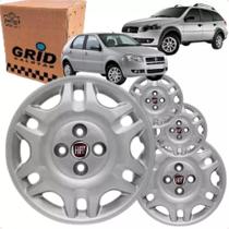 Jogo 4 Calota Palio Fire Elx Aro 14 polegadas Parafuso Cubo Baixo Emblema Fiat