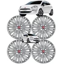 Jogo 4 Calota Punto 2014 Aro 15 Polegadas Parafuso Cubo Padrão Grid com Emblema