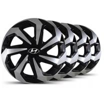 Jogo 4 Calota Spider Aro 14 Prata/preto Hyundai Hb20 Hb20x Jogo 4 Calota Spider Aro 14 Prata/preto Hyundai Hb20 Hb20x