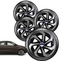 Jogo 4 Calota Spider R15 + Emblema Fiesta Ka Escort Focus