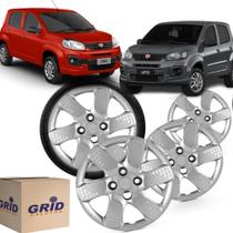 Jogo 4 Calota Uno Way 2013 Aro 14 Polegadas Cubo Baixo Grid