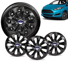 Jogo 4 Calota Velox Aro 14 Preta Ford New Fiesta Ka Focus