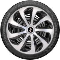 Jogo 4 Calota Velox Aro 15 Prata Preta Renault Logan Sandero