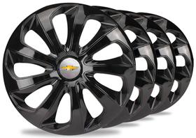 Jogo 4 Calota Velox Aro 15 Preta Gm Meriva Montana Cobalt