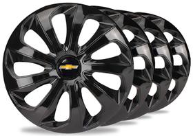 Jogo 4 Calota Velox Aro 15 Preta Gm Meriva Montana Cobalt