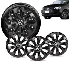 Jogo 4 Calota Velox Aro 15 Preta Vw Polo Voyage Gol Fox Up