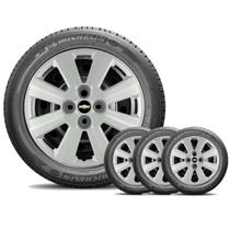 Jogo 4 Calotas Aro 14 Chevrolet Onix Corsa Celta Prisma Prata CL10111PN (Emb Preto)