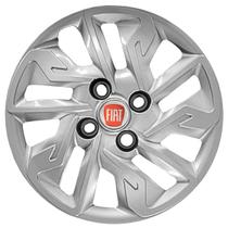 Jogo 4 Calotas Aro 14 FIAT Argo 2017 18 19 20 PRATA emblema