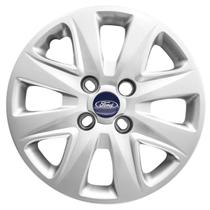 Jogo 4 Calotas Aro 14 FORD KA 2015 16 17 18 PRATA emblema