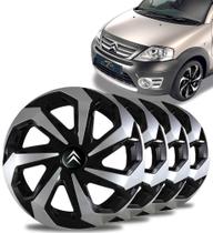 Jogo 4 Calotas Aro 15 Black Silver Citroen C3 C4 Picasso