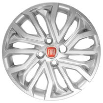 Jogo 4 Calotas Aro 15 FIAT Argo Cronos 2022 PRATA c/ emblema