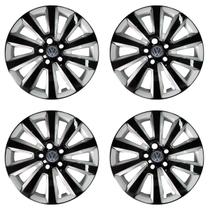 Jogo 4 Calotas Aro 15 Preto e Prata Fox Space Polo 5 Furos A