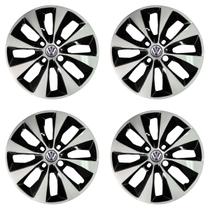 Jogo 4 Calotas Aro 15 Preto e Prata Fox Space Polo 5 Furos