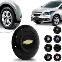Jogo 4 Calotas Centro de Roda Universal Volkswagen Chevrolet Fiat Renault Aro 13 14 15 Preto 4 Furos