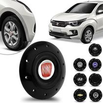 Jogo 4 Calotas Centro de Roda Universal Volkswagen Chevrolet Fiat Renault Aro 13 14 15 Preto 4 Furos
