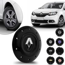 Jogo 4 Calotas Centro de Roda Universal Volkswagen Chevrolet Fiat Renault Aro 13 14 15 Preto 4 Furos