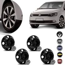 Jogo 4 Calotas Centro de Roda Universal Volkswagen Chevrolet Renault Fiat Aro 13 14 15 Preto 4 Furos