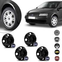 Jogo 4 Calotas Centro de Roda Universal Volkswagen Chevrolet Renault Fiat Aro 13 14 15 Preto 4 Furos