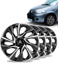 Jogo 4 Calotas Ds4 Aro 14 Black Silver Citroen C3 C4 Picasso