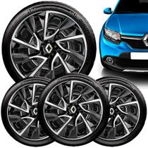Jogo 4 Calotas Ds4 Aro 14 Black Silver Renault Sandero Clio