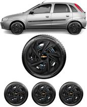 Jogo 4 Calotas Esportiva Nitro Preto Fosco Aro 14 GM Chevrolet Corsa Hatch Super Classic Joy 97 98 99 2000 2002 2003 200