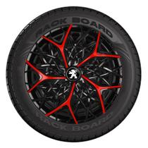 Jogo 4 Calotas Esportivas Aro 14 Moove Black Red Peugeot - Elitte