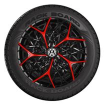 Jogo 4 Calotas Esportivas Aro 14 Moove Black Red Volkswagen