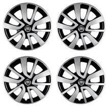 Jogo 4 Calotas Esportivas Aro 15 Argo Cronos Preto Prata