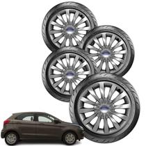Jogo 4 Calotas Ford Ka Ano 1997 Até 2013 Aro 13 Prata
