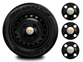 Jogo 4 Calotas Miolo de Roda Onix Aro 13 14 15 GM Chevrolet Preta Universal 4x100 4 Furos