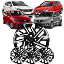 Jogo 4 Calotas Modelo Argo 2020 Aro 14 Preto/Prata Cubo Baixo Parafuso Grid