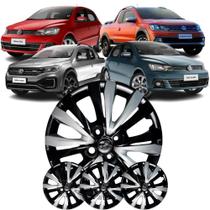 Jogo 4 Calotas Modelo Gol G7 2018 Aro 14 Preto/Prata Cubo Alto Parafuso Grid