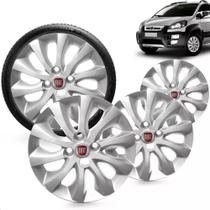 Jogo 4 Calotas Modelo Idea 2014 Aro 15 Polegadas Cubo Padrão Grid com Emblemas