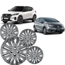 Jogo 4 Calotas Modelo Kicks City Fit New Fit Wrv Civic Aro 16 Cubo Padrão Grafite