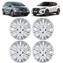 Jogo 4 Calotas Modelo Kicks City Fit New Fit Wrv Civic Aro 16 Cubo Padrão Prata Jogo 4 Calotas Modelo Kicks City Fit New Fit Wrv Civic Aro 16 Cubo Padrão Prata
