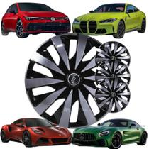 Jogo 4 Calotas Modelo Seven Esportiva Aro 14 Polegadas Universal Preto/Grafite Elitte