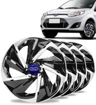 Jogo 4 Calotas Nitro Aro 14 Black / Silver Ford Fiesta Ka