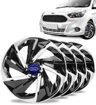 Jogo 4 Calotas Nitro Aro 14 Black / Silver Ford Ka Fiesta