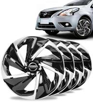 Jogo 4 Calotas Nitro Aro 14 Black Silver Nissan Versa March