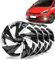 Jogo 4 Calotas Nitro Aro 14 Preta Prata Hyundai Hb20s Hb20x