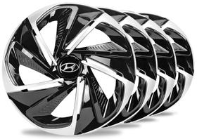 Jogo 4 Calotas Nitro Aro 14 Preta Prata Hyundai Hb20s Hb20x