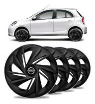 Jogo 4 Calotas Nitro Aro 14 Preto Fosco Nissan Versa March