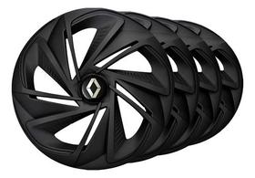 Jogo 4 Calotas Nitro Black Aro 13 Renault Clio 2012 2013 2014 2015