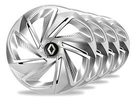 Jogo 4 Calotas Nitro Silver Aro 13 Renault Clio 2012 2013 2014 2015 Kit Carlota