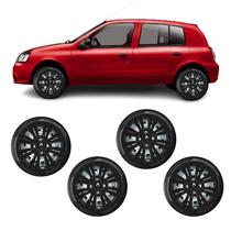 Jogo 4 calotas Renault Sandero Clio Kangoo aro 14 Preto fosco CBF4.1140RE Jogo 4 calotas Renault Sandero Clio Kangoo aro 14 Preto fosco CBF4.1140RE