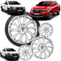 Jogo 4 Calotas Strada 2021 Aro 15 Parafuso Cubo Padrão Grid com Emblema