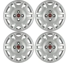 Jogo 4 Calotas Strada Palio Weekend Aro 14 Parafuso Cubo Alto Emblema Fiat